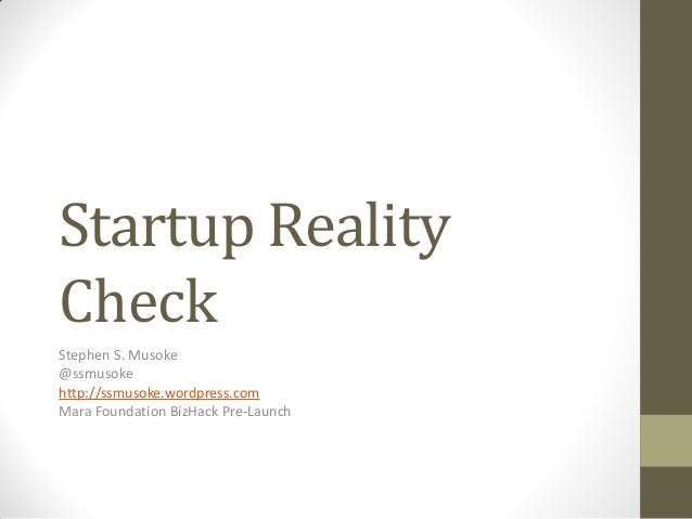 Business Startup Reality Check