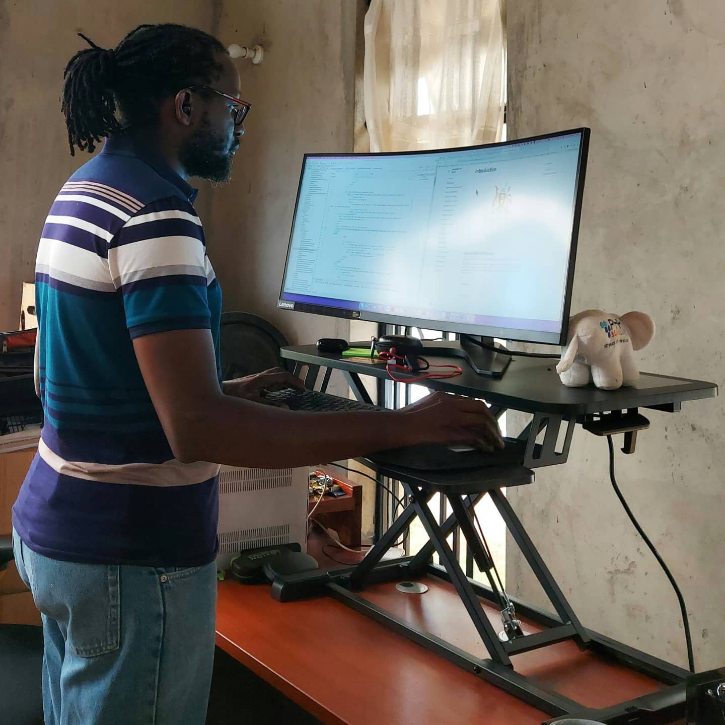 Desk convertor in use